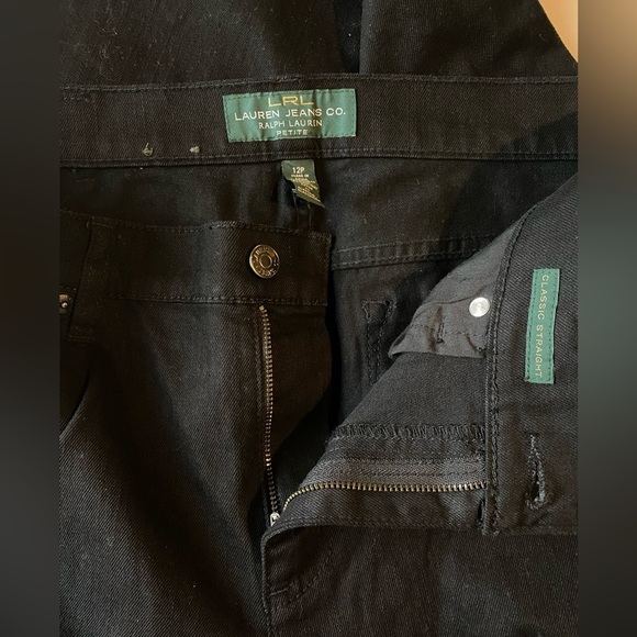 Lauren Ralph Lauren Woman’s Black Cotton Blend Classic Straight Jean, Size 12P - Picture 6 of 8
